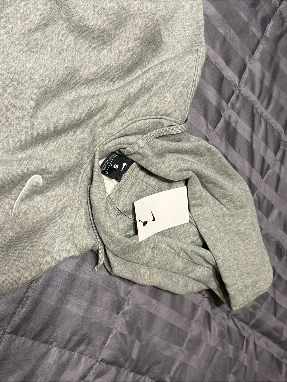 Nike Gray Pullover Hoodie with White Swoosh